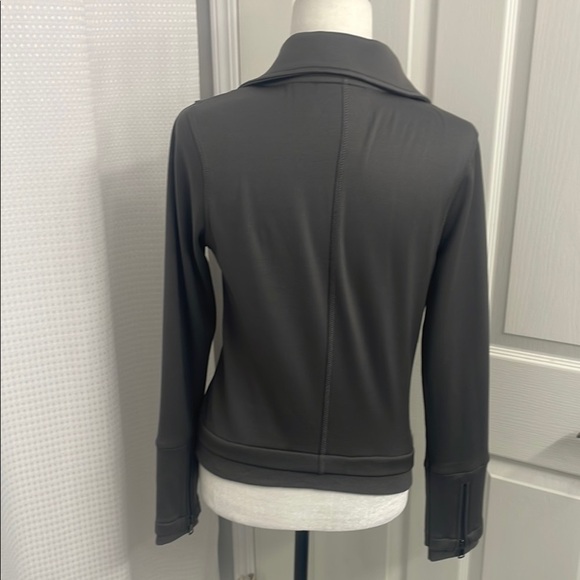 Grey Moto Jacket with Front Zipper Structured Shoulders and Lapel Collars Size S - Picture 6 of 13